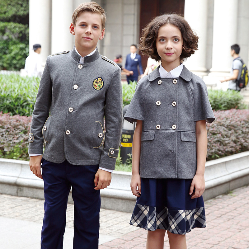 OEM 디자인 일본 아동 학교 의류 그레이 코트 교복 소년 블레이저 자켓 교복