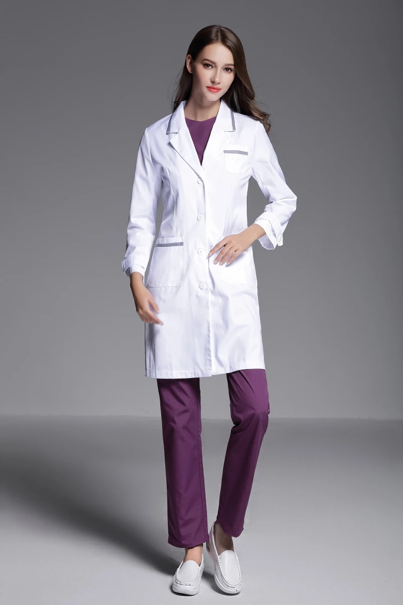 Doctor Lab Coat 옷깃 Buttoned Up 실험실 코트 의료 Uniform 여가 Unisex 스크럽 대 한 병원