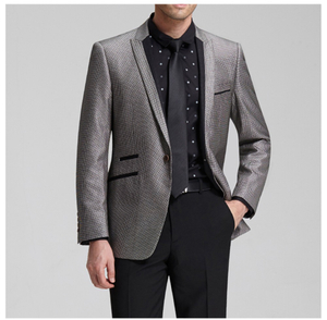 긴 소매 유일한 고리 단 하나 단추 유행 남자 회색 재킷 한 벌을 주문 설계하십시오
