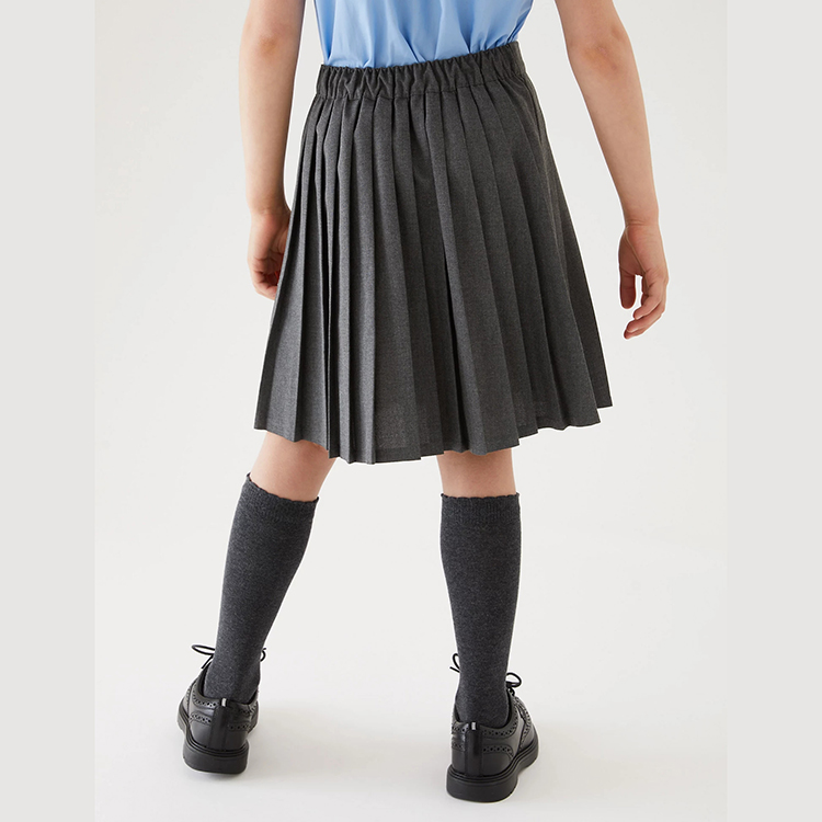 유행 소녀 교복 희미한 회색 탄력 있는 허리 주름 치마 Pinafore 교복