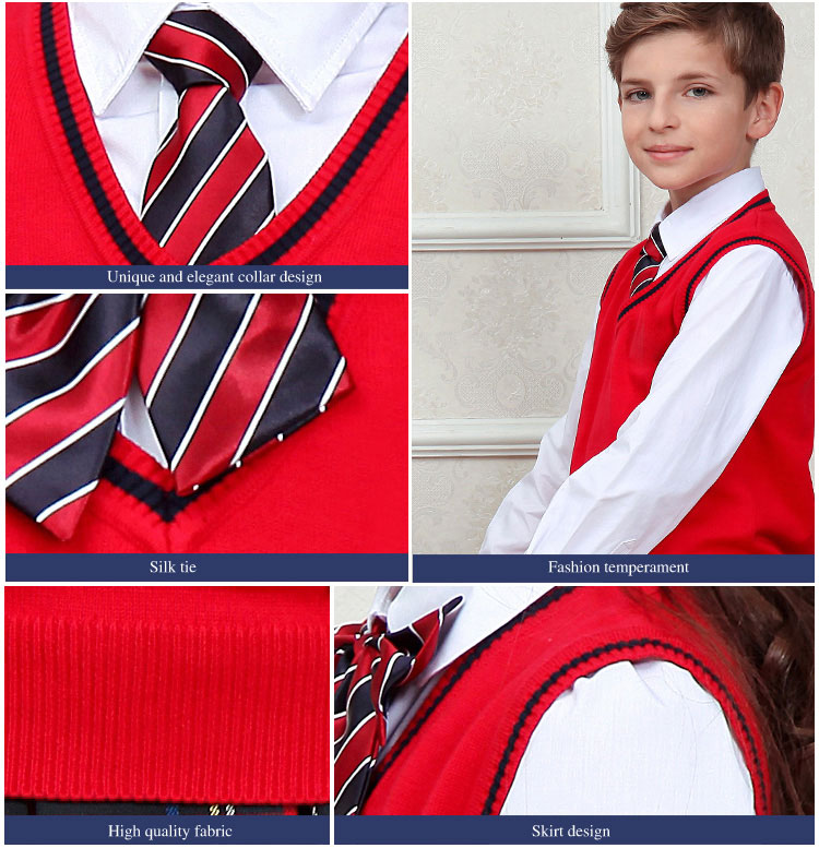 주문 안락한 영국 교복 겨울 빨간 캐시미어 스웨터 조끼