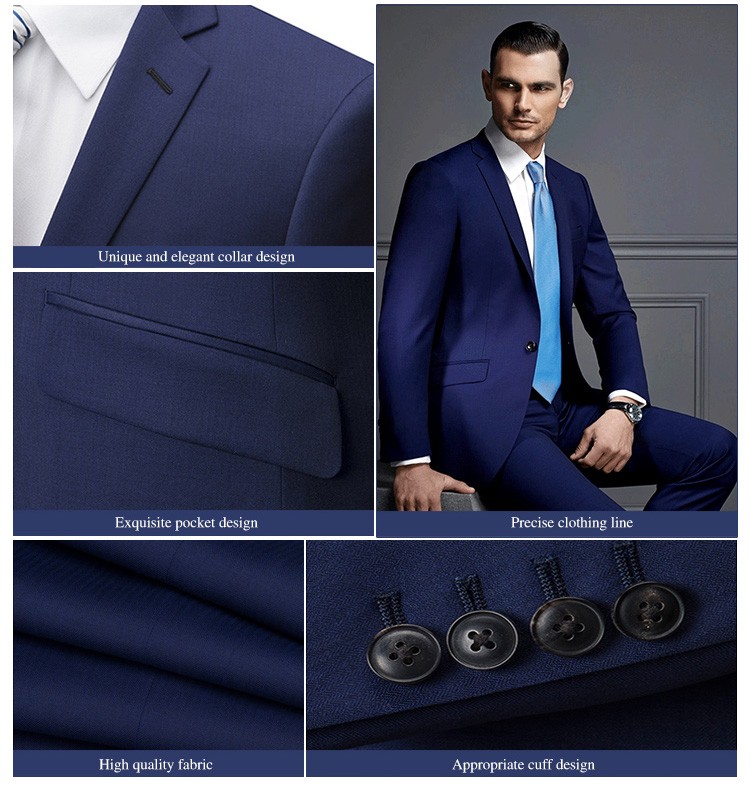 남자를 위한 OEM 서비스 단 하나 단추 V 목 진한 파란색 사무실 재킷 한 벌을 주문 설계하십시오