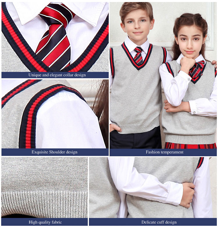 주문 회색 학교 학생 제복 소년 조끼 스웨터 Ver 스웨터 모형
